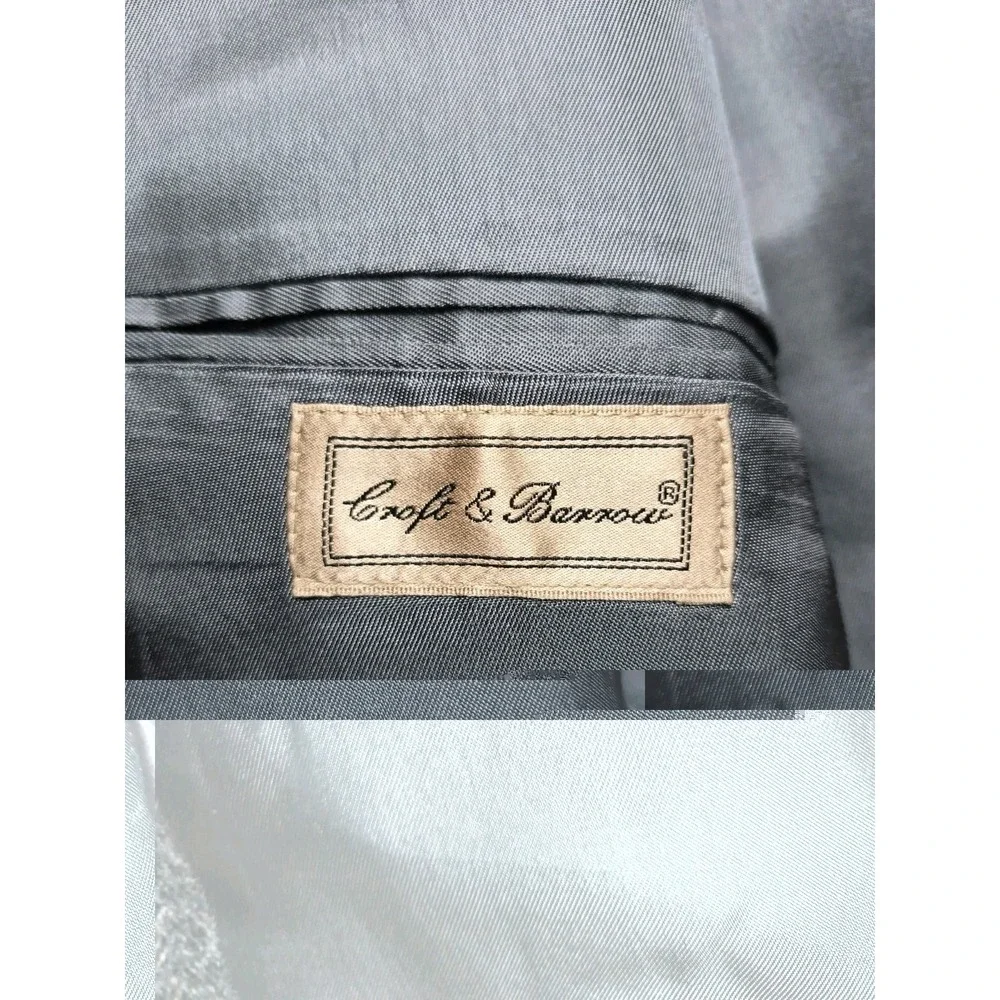 Croft & Barrow Vintage 44R Gray Wool Herringbone Blazer Mens 2 Button Sport Coat